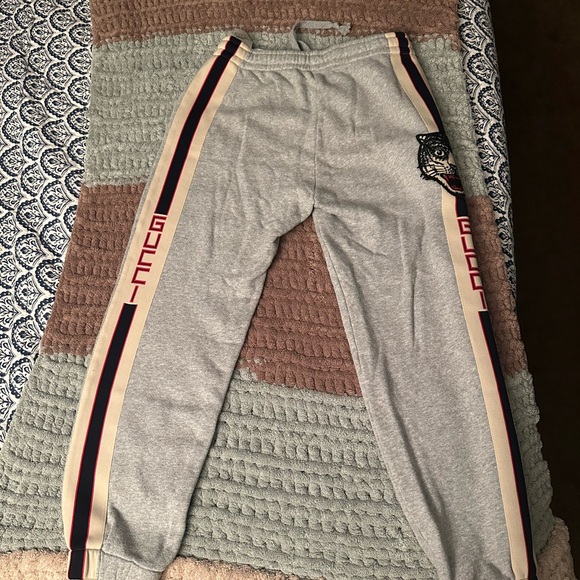 Gucci Gray Sweatpants with Red and Black Stripe - Picture 2 of 4